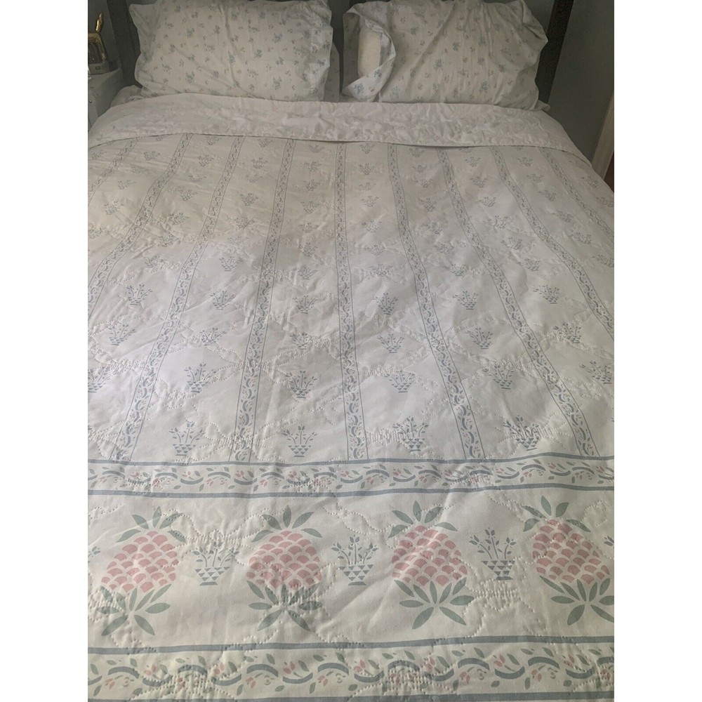 VINTAGE Canon Comforter size Full/Queen PINEAPPLE STENCIL Bedspread Coverlet 80s